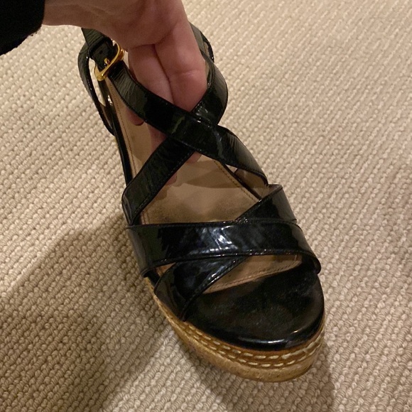 Prada Patent Leather Cork Wedge Sandals - Picture 7 of 10